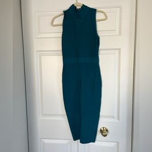 Elegant Teal Sleeveless Bandage Dress